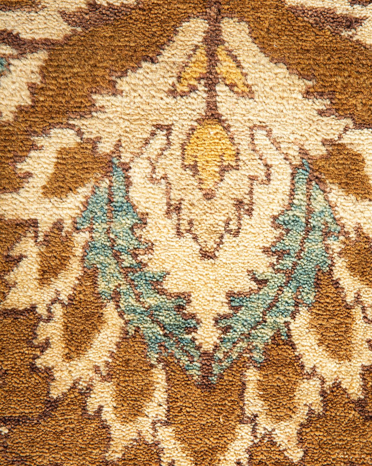 XXIe siècle et contemporain Tapis traditionnel Mogul jaune unique fait à la main, unique en son genre en vente