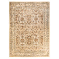 One-of-a-Kind Hand Made Traditional Mogul Yellow Area Rug