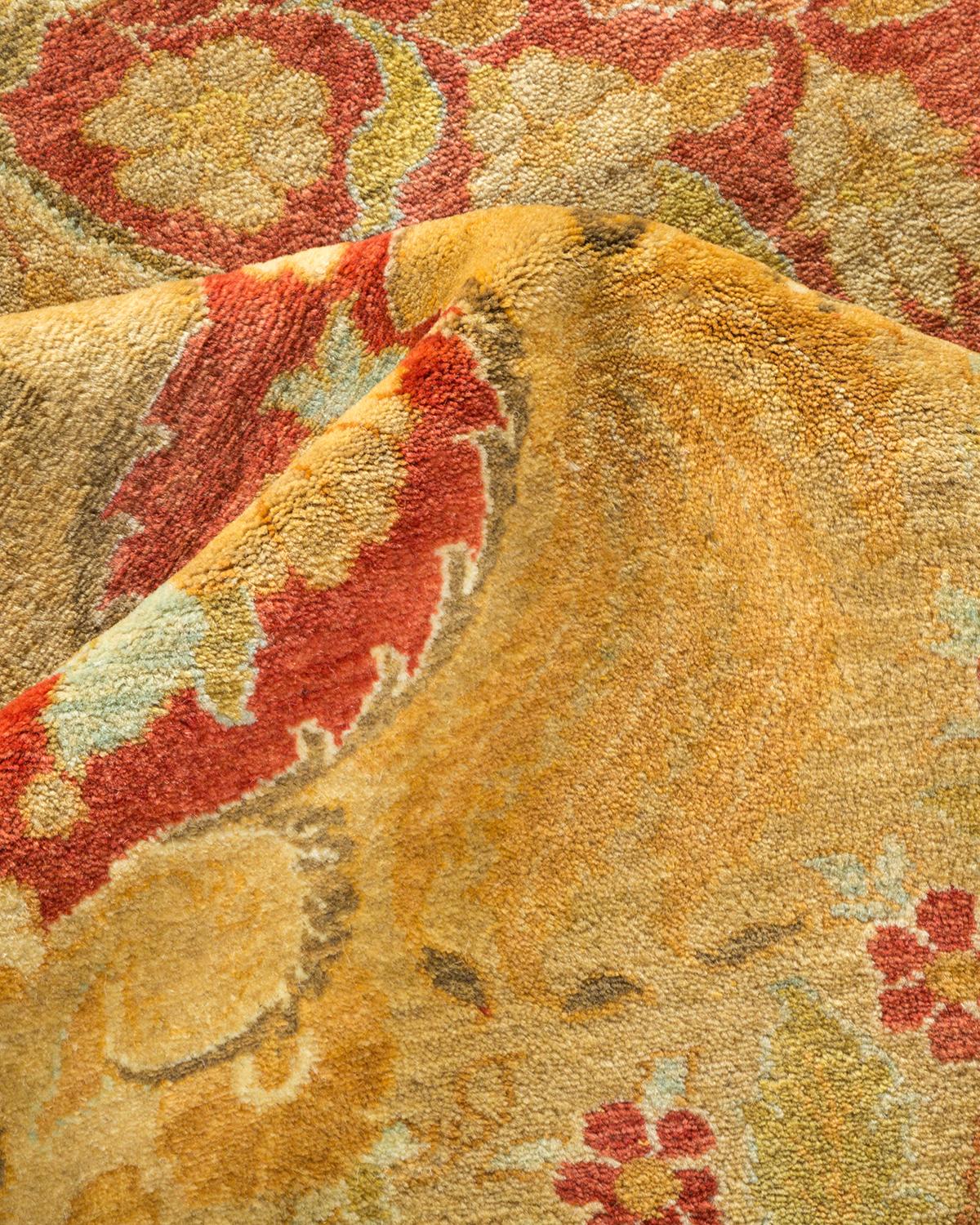 Autre Tapis traditionnel Mogul jaune unique fait à la main, unique en son genre en vente