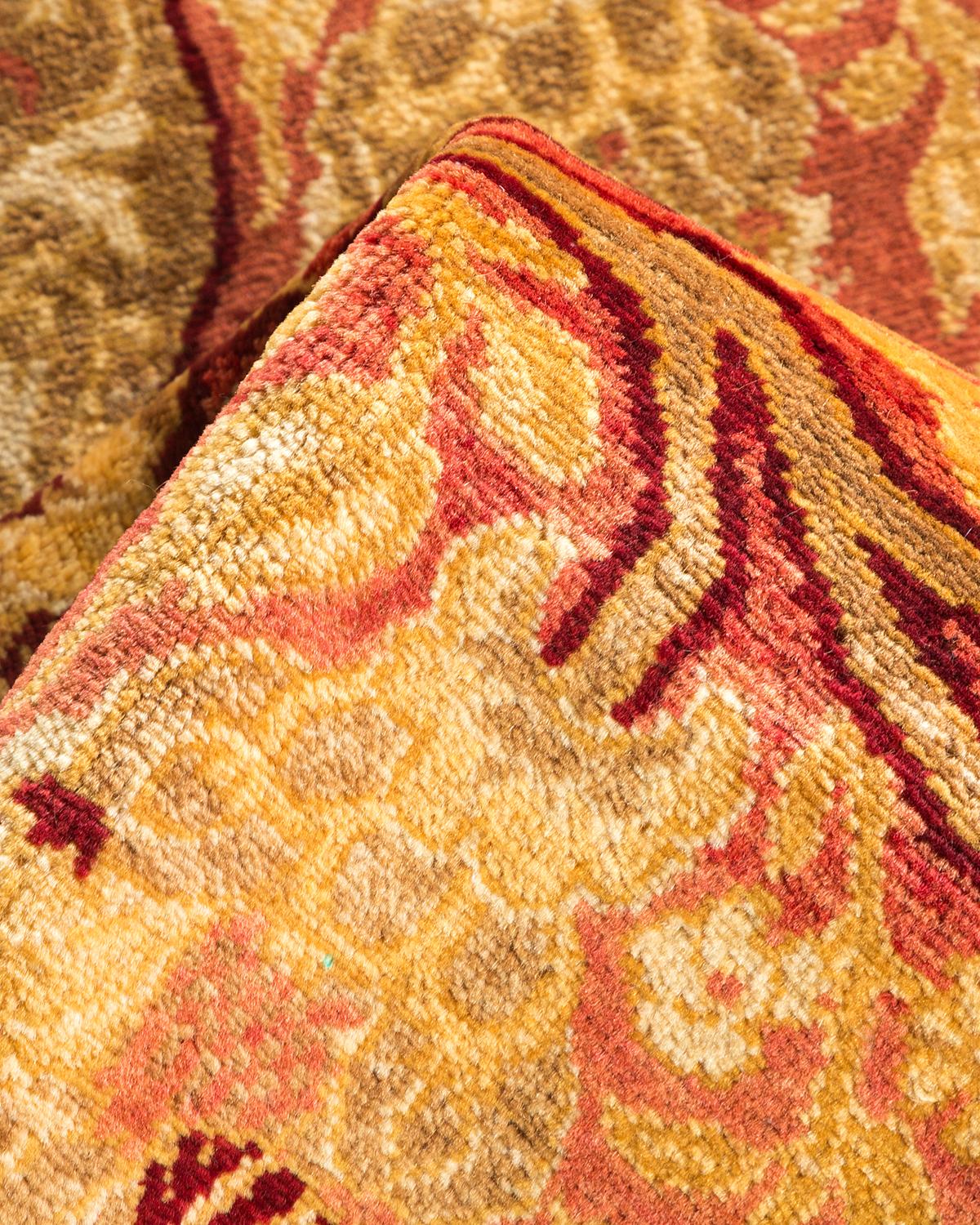 Autre Tapis traditionnel Mogul jaune unique fait à la main, unique en son genre en vente