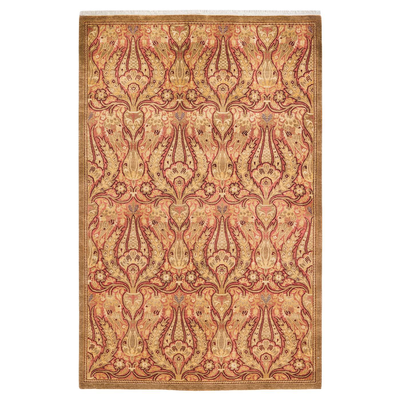 One-of-a-kind Hand Made Traditional Mogul Yellow Area Rug