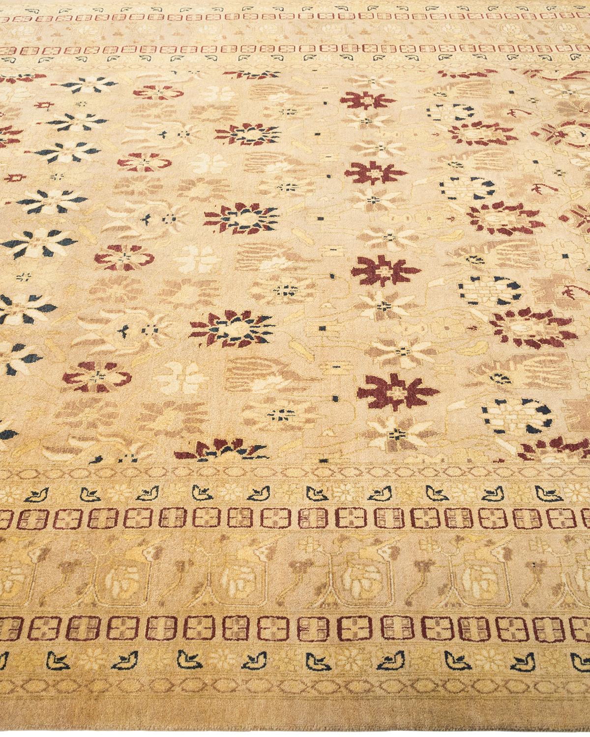 Tapis traditionnel Mogul jaune unique fait à la main, unique en son genre Neuf - En vente à Norwalk, CT