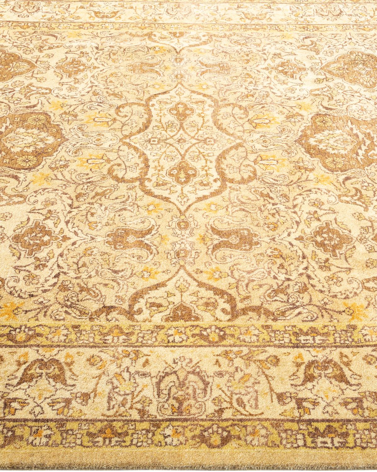 Tapis traditionnel Mogul jaune unique fait à la main, unique en son genre Neuf - En vente à Norwalk, CT