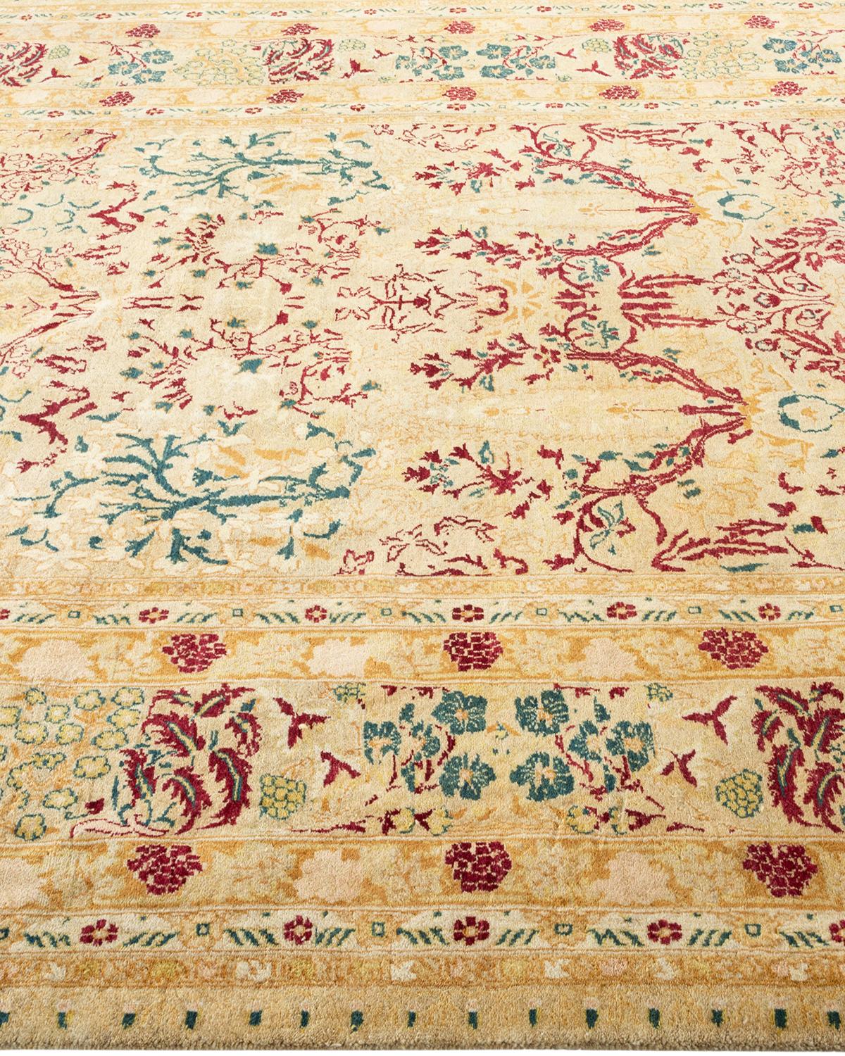 Tapis traditionnel Mogul jaune unique fait à la main, unique en son genre Neuf - En vente à Norwalk, CT