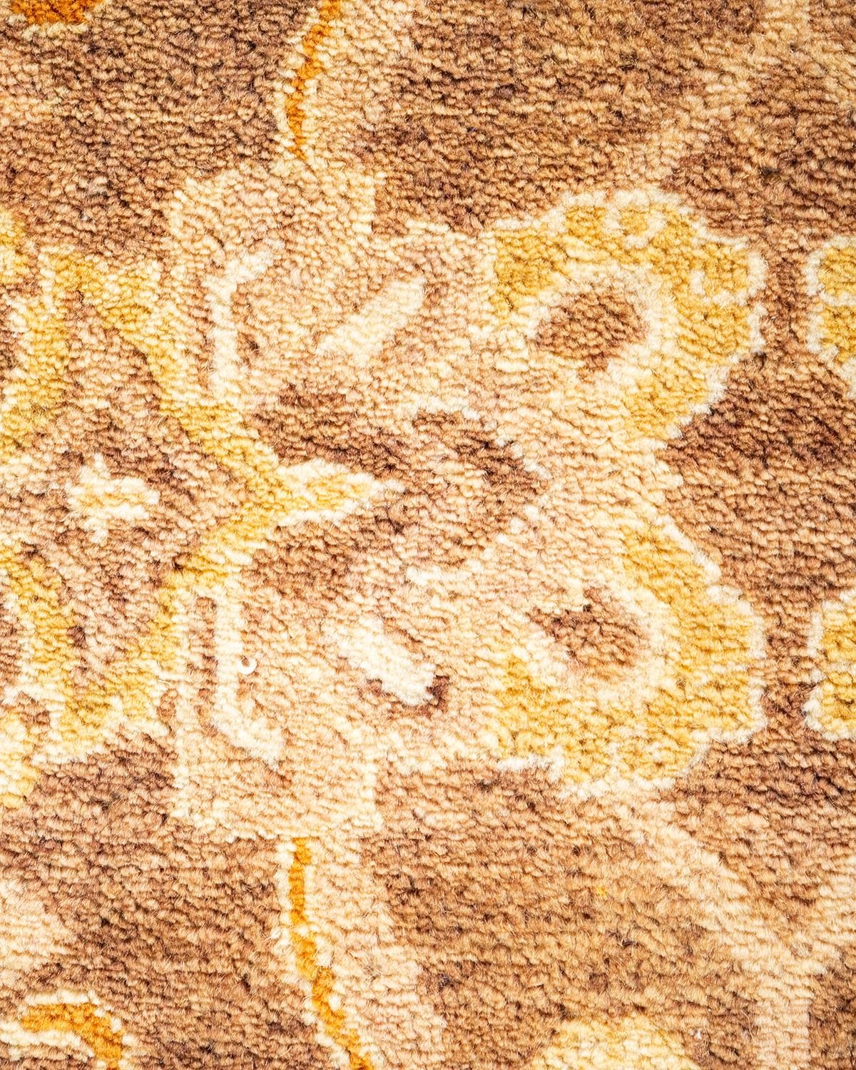 XXIe siècle et contemporain Tapis traditionnel Mogul jaune unique fait à la main, unique en son genre en vente