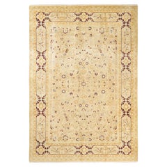 One-Of-A-Kind Hand Made Traditional Mogul Yellow Area Rug