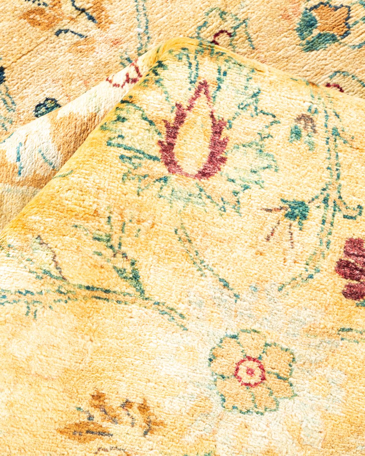Autre Tapis traditionnel Mogul jaune unique fait à la main, unique en son genre en vente