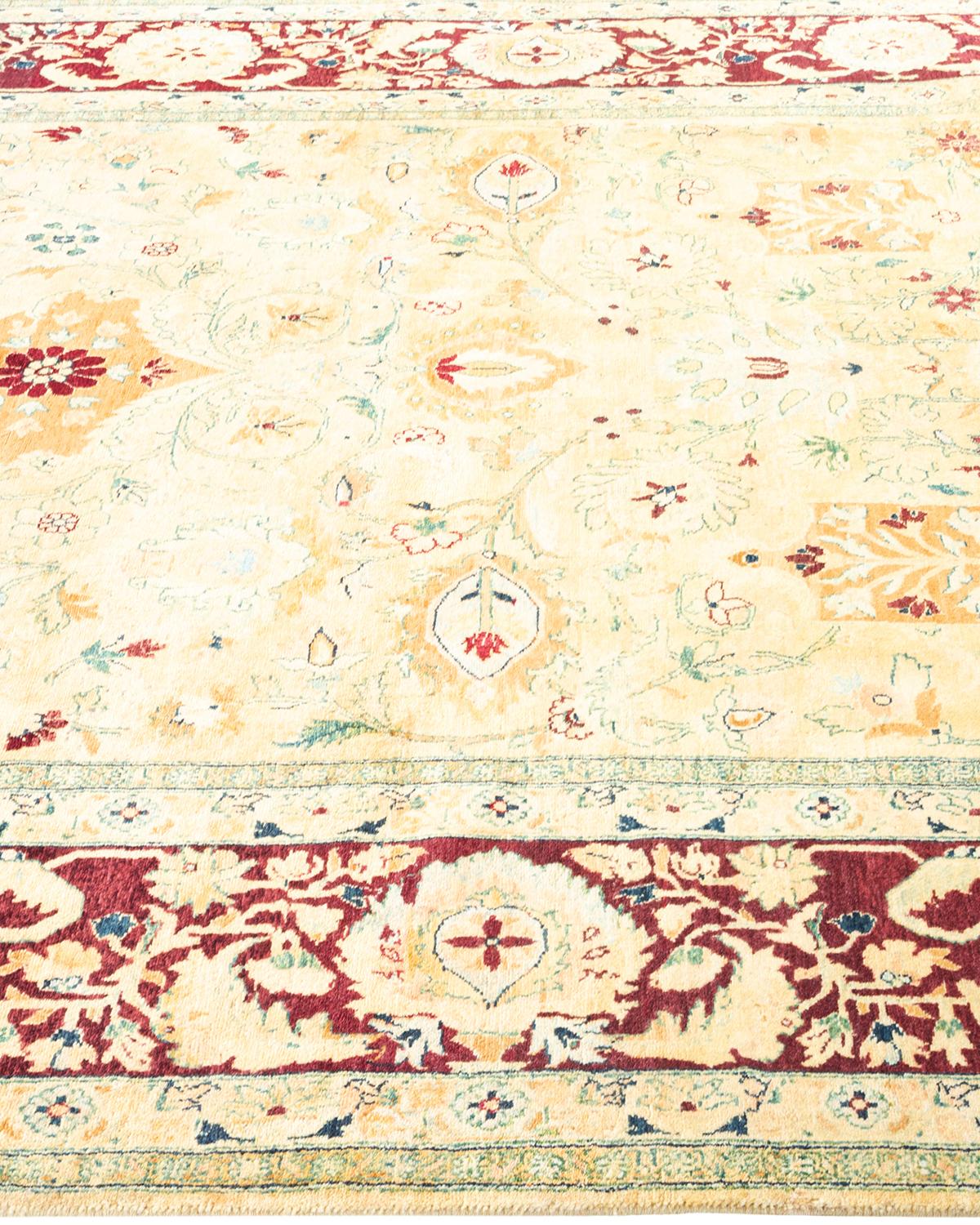 Tapis traditionnel Mogul jaune unique fait à la main, unique en son genre Neuf - En vente à Norwalk, CT