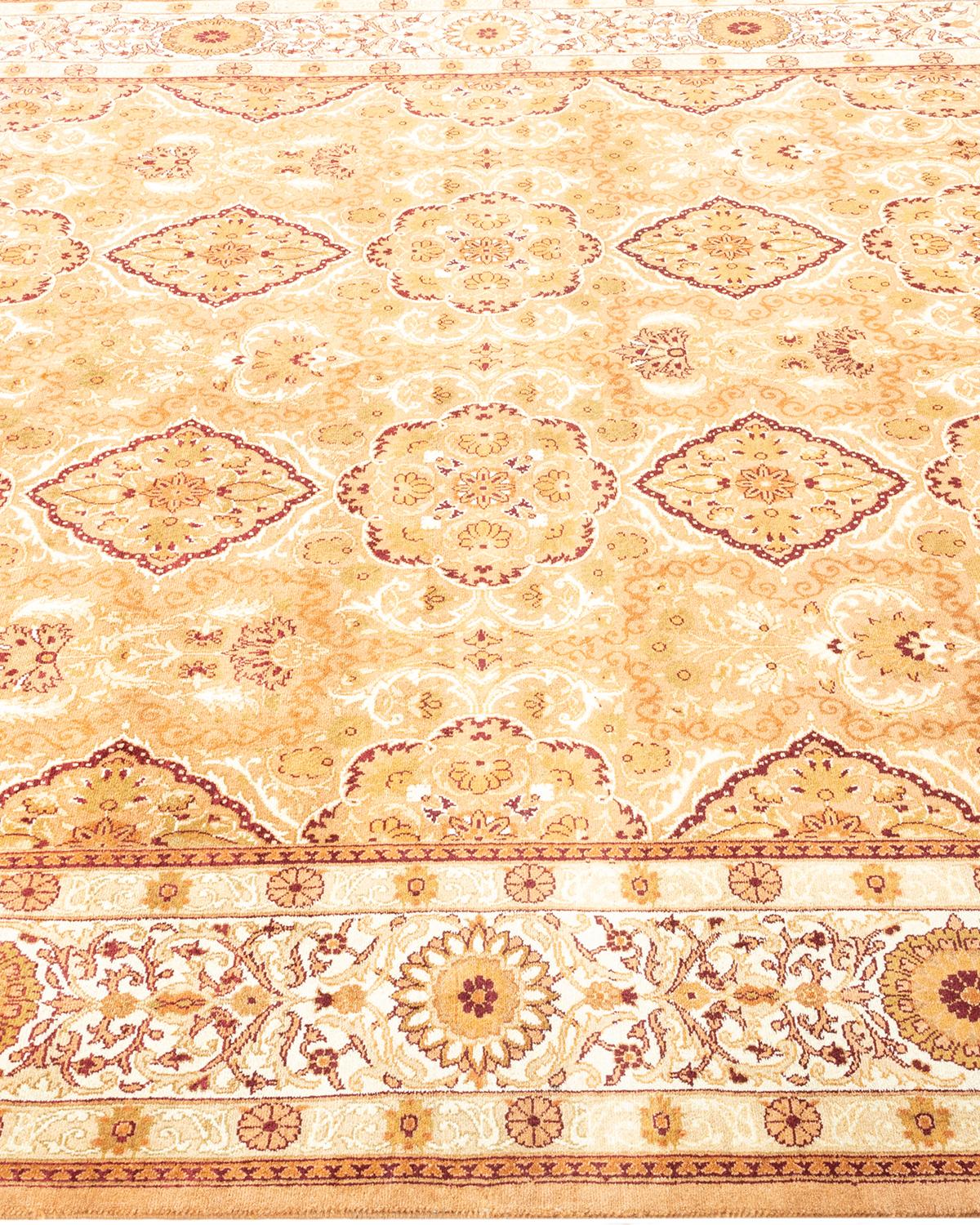 Tapis traditionnel Mogul jaune unique fait à la main, unique en son genre Neuf - En vente à Norwalk, CT
