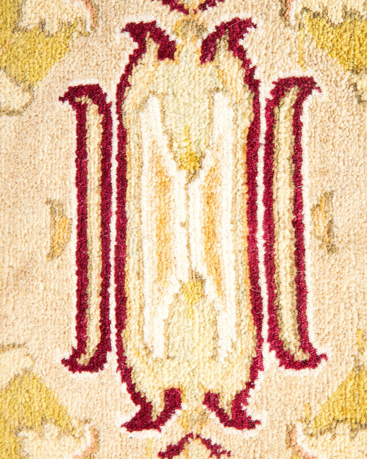 XXIe siècle et contemporain Tapis traditionnel Mogul jaune unique fait à la main, unique en son genre en vente