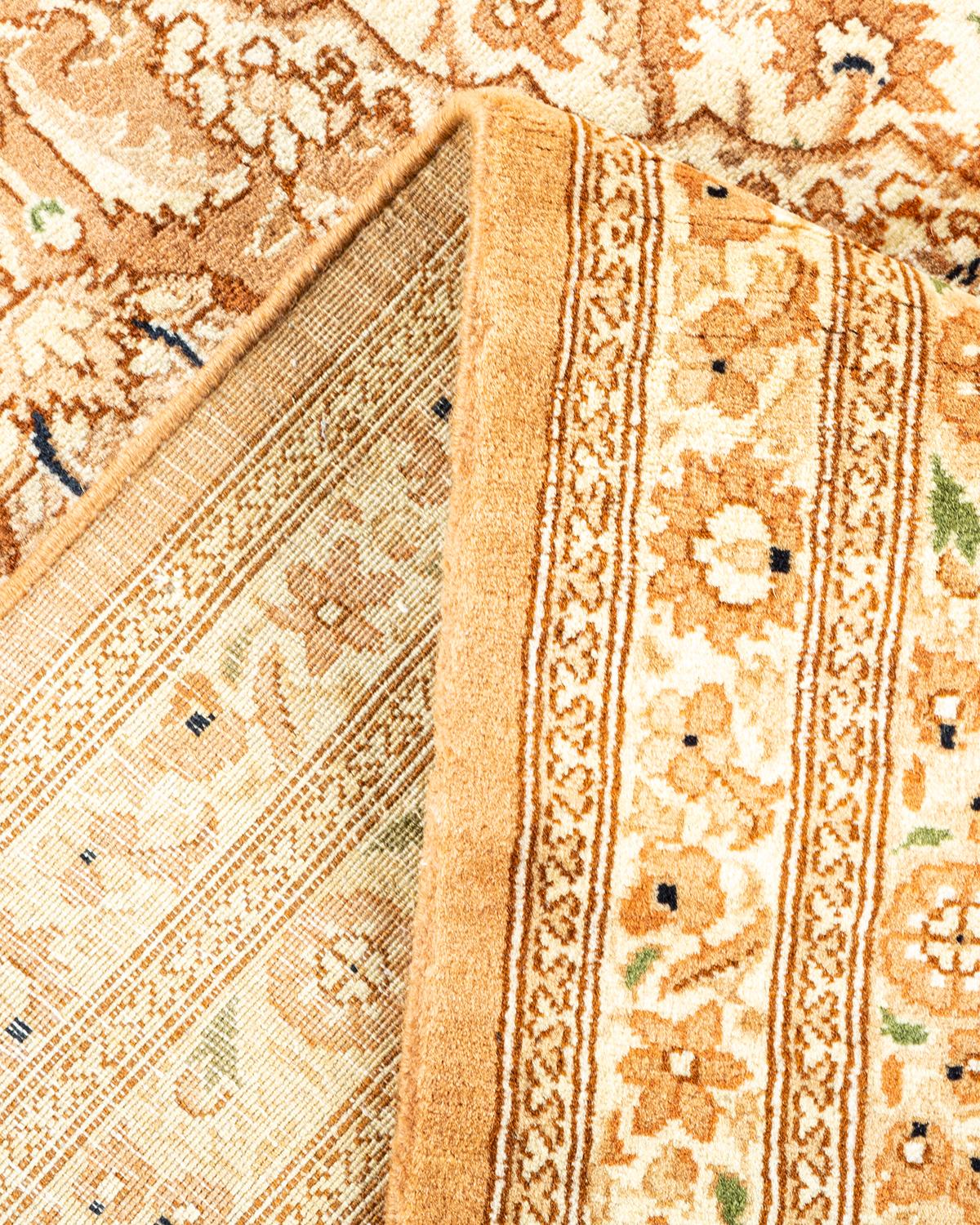 Pakistani One-of-a-Kind Hand Made Traditional Mogul Yellow Area Rug For Sale