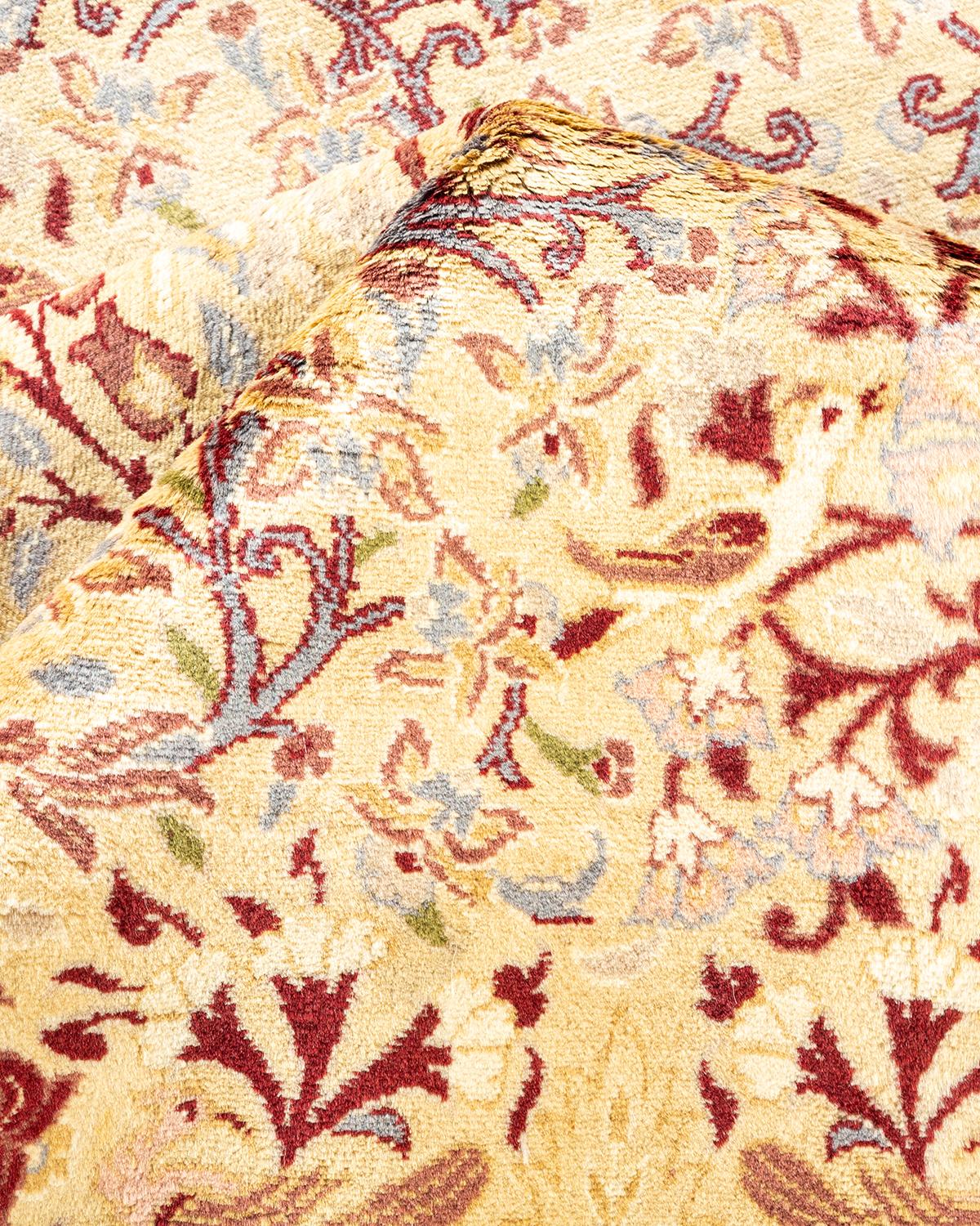 Autre Tapis traditionnel Mogul jaune unique fait à la main, unique en son genre en vente