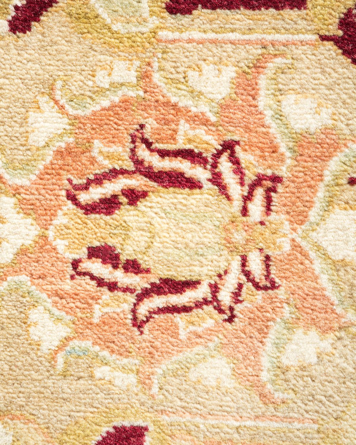 XXIe siècle et contemporain Tapis traditionnel Mogul jaune unique fait à la main, unique en son genre en vente