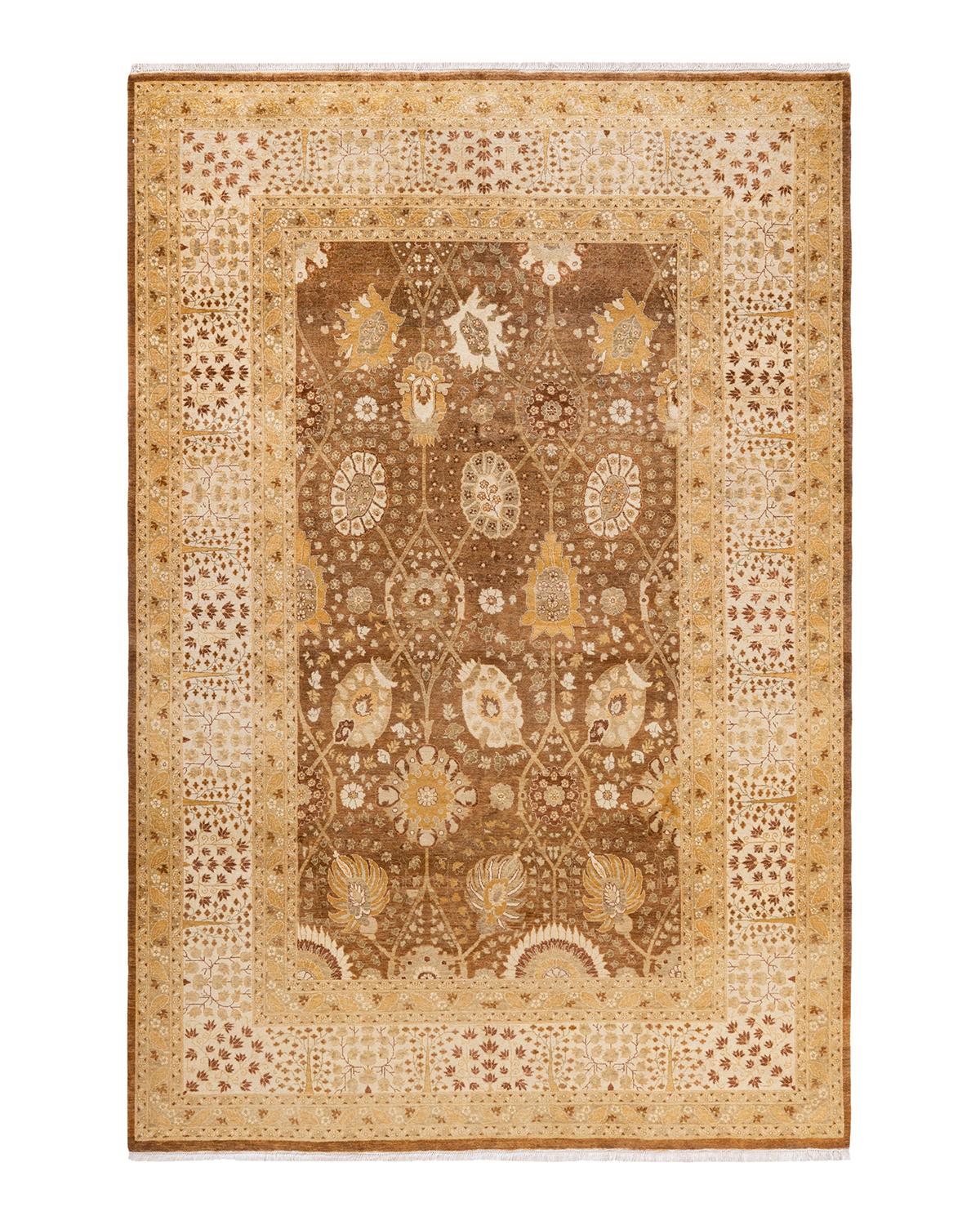 Autre Tapis traditionnel Mogul jaune unique fait à la main, unique en son genre en vente