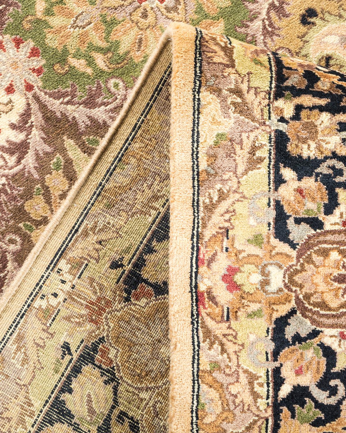 Pakistanais Tapis traditionnel Mogul jaune unique fait à la main, unique en son genre en vente