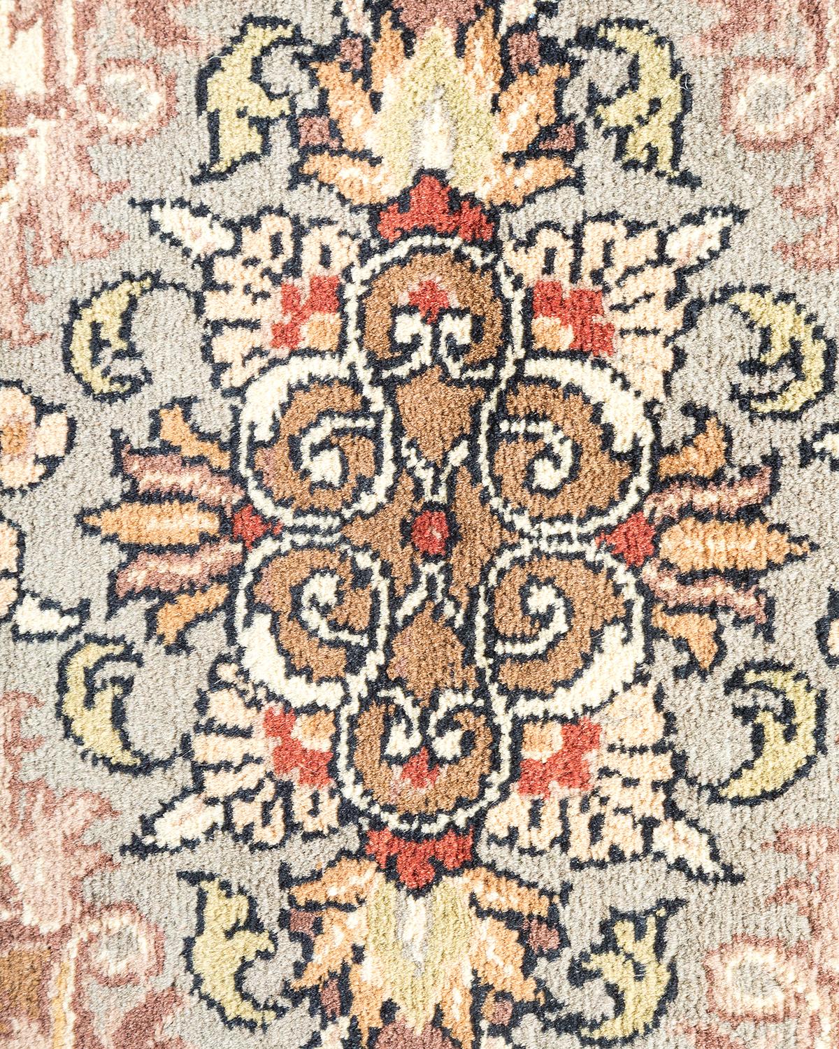 XXIe siècle et contemporain Tapis traditionnel Mogul jaune unique fait à la main, unique en son genre en vente