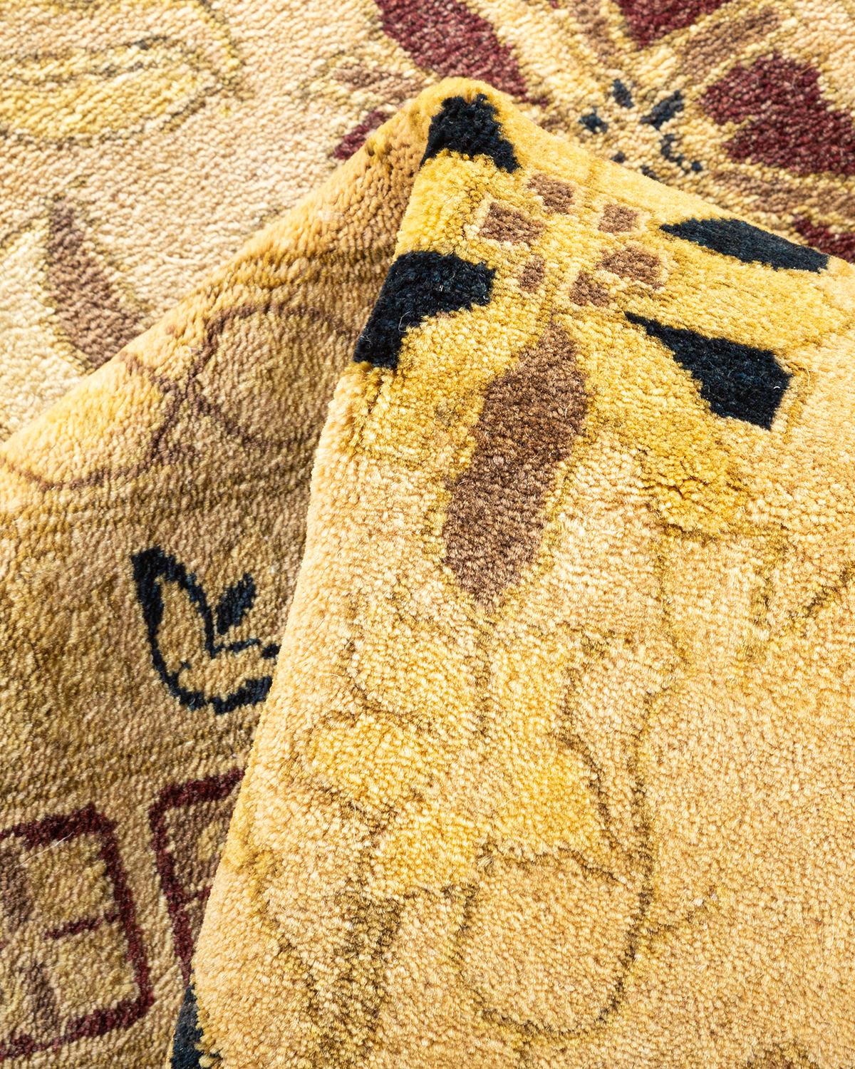 Other One-of-a-Kind Hand Made Traditional Mogul Yellow Area Rug For Sale