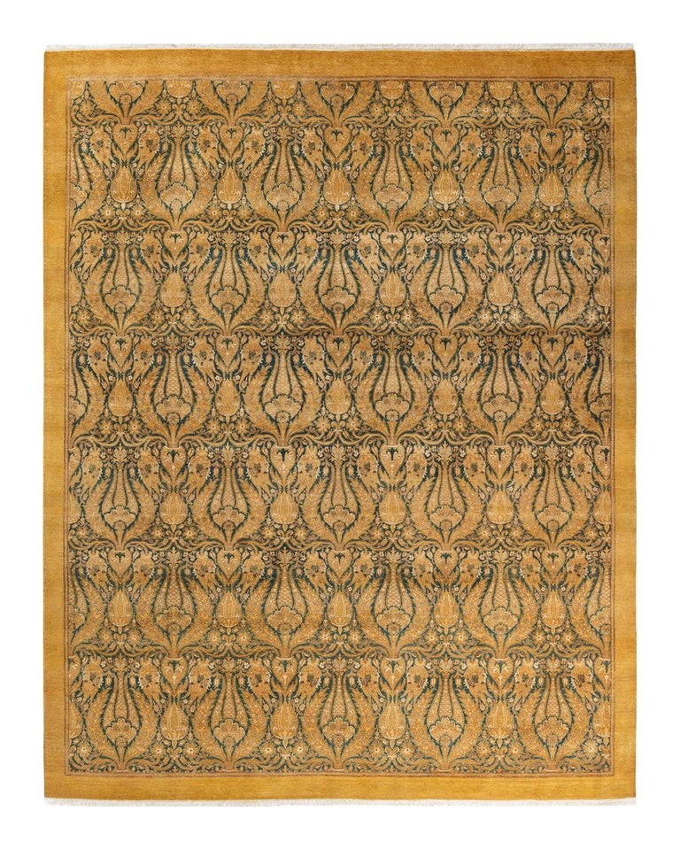 One-of-a-Kind Hand Made Traditional Mogul Yellow Area Rug For Sale at ...