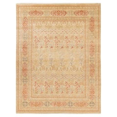 One-of-a-kind Hand Made Traditional Mogul Yellow Area Rug