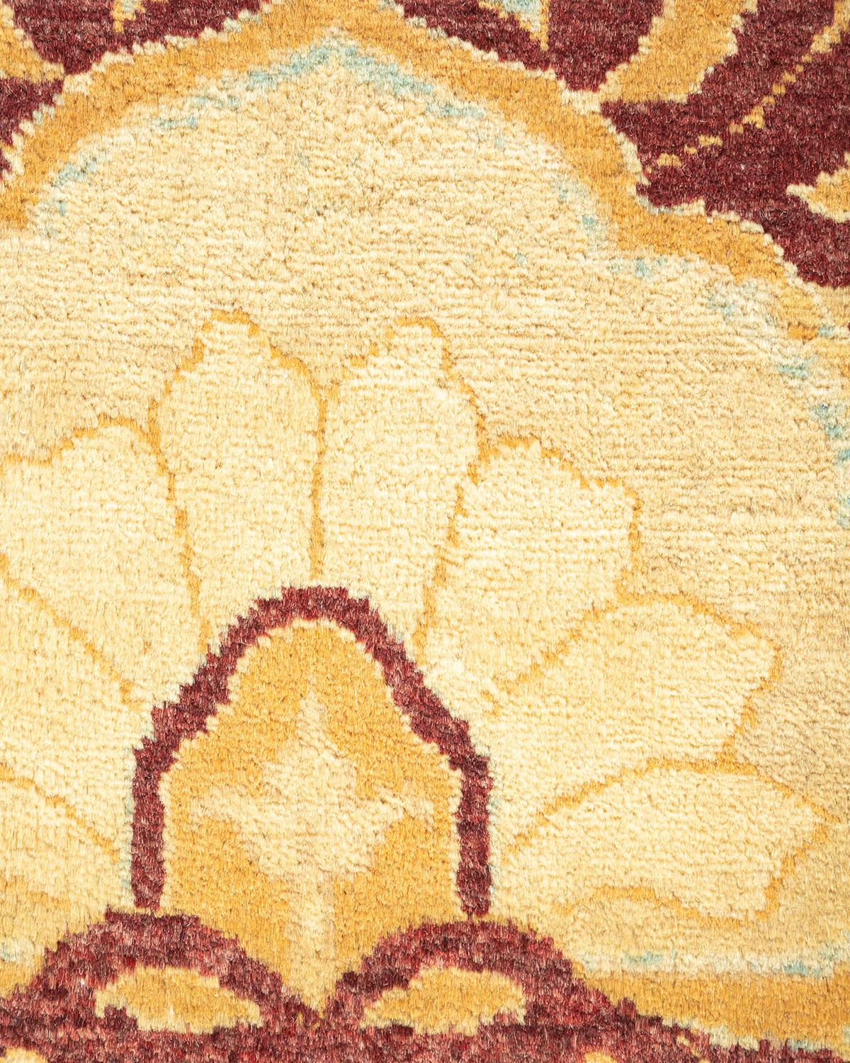 XXIe siècle et contemporain Tapis traditionnel Mogul jaune unique fait à la main, unique en son genre en vente