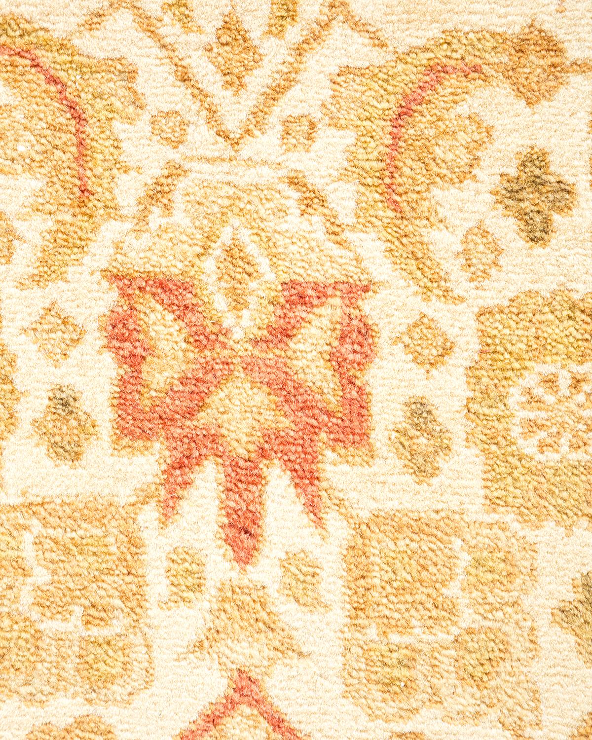 XXIe siècle et contemporain Tapis traditionnel Mogul jaune unique fait à la main, unique en son genre en vente