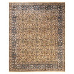 One-of-a-Kind Hand Made Traditional Mogul Yellow Area Rug