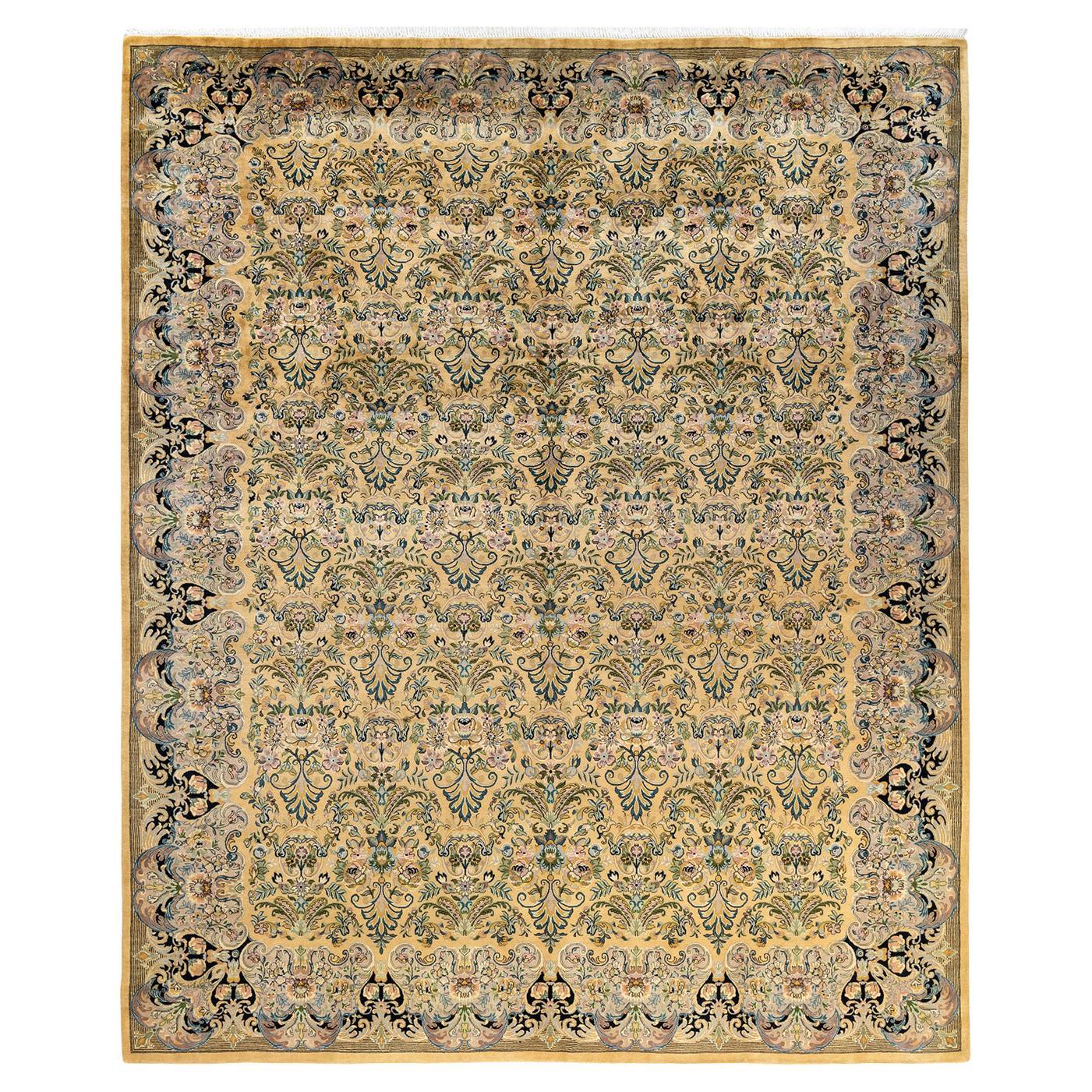 One-Of-A-Kind Hand Made Traditional Mogul Yellow Area Rug For Sale at ...