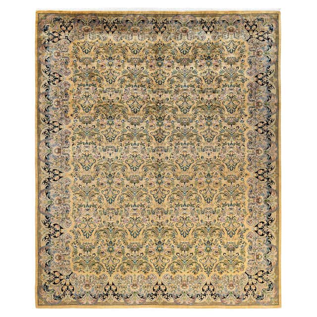One-Of-A-Kind Hand Made Traditional Mogul Yellow Area Rug For Sale at ...