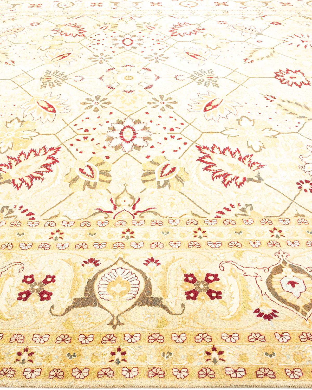 Tapis traditionnel Mogul jaune, fait à la main, unique en son genre Neuf - En vente à Norwalk, CT