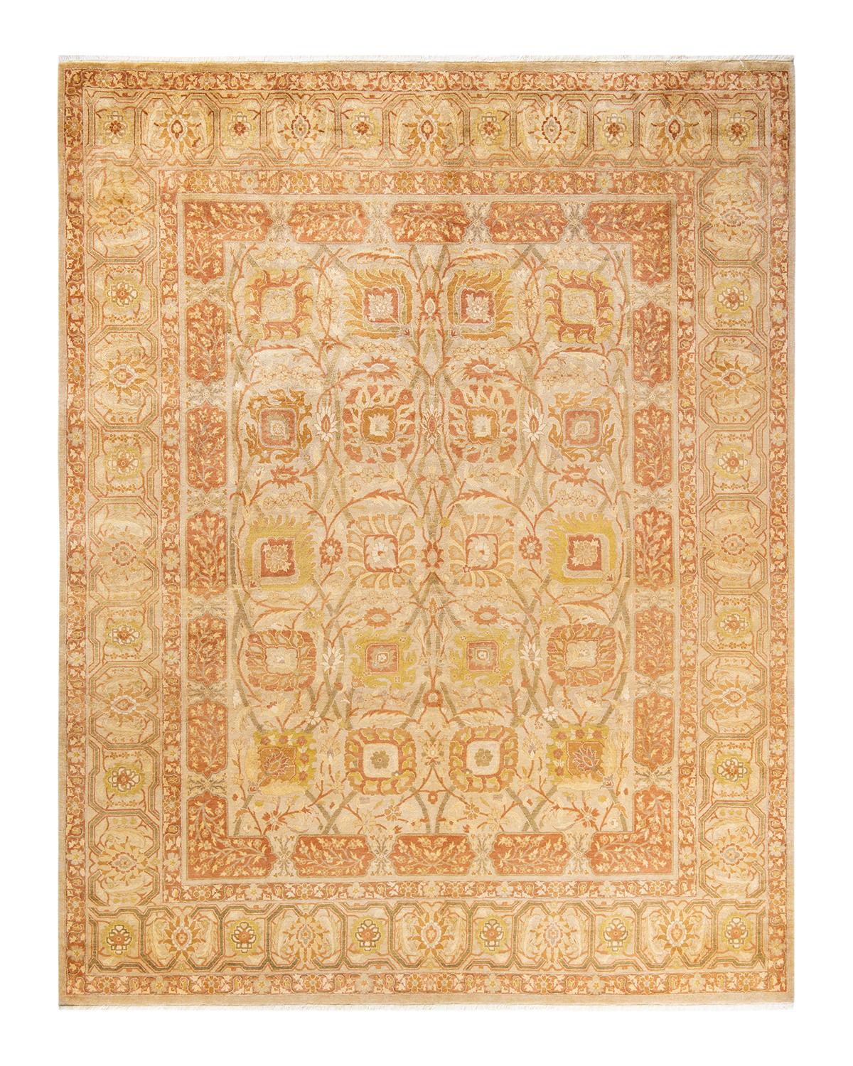 Other One-Of-A-Kind Hand Made Traditional Mogul Yellow Area Rug For Sale