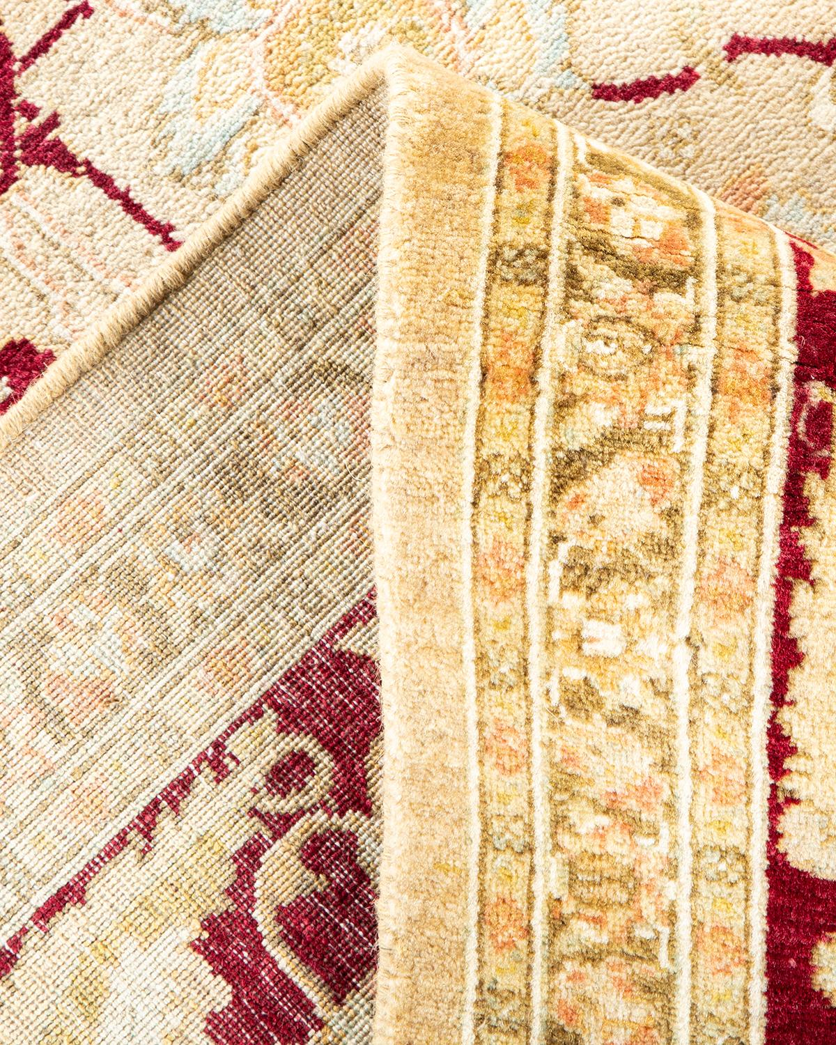 Pakistani One-of-a-kind Hand Made Traditional Mogul Yellow Area Rug For Sale
