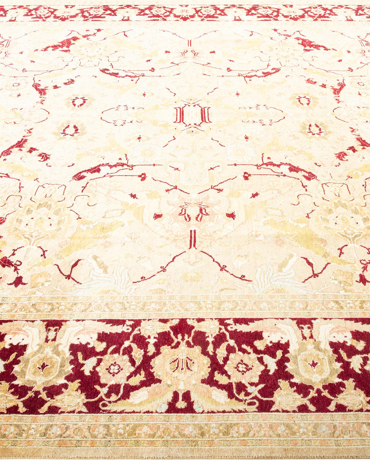 One-of-a-kind Hand Made Traditional Mogul Yellow Area Rug In New Condition For Sale In Norwalk, CT