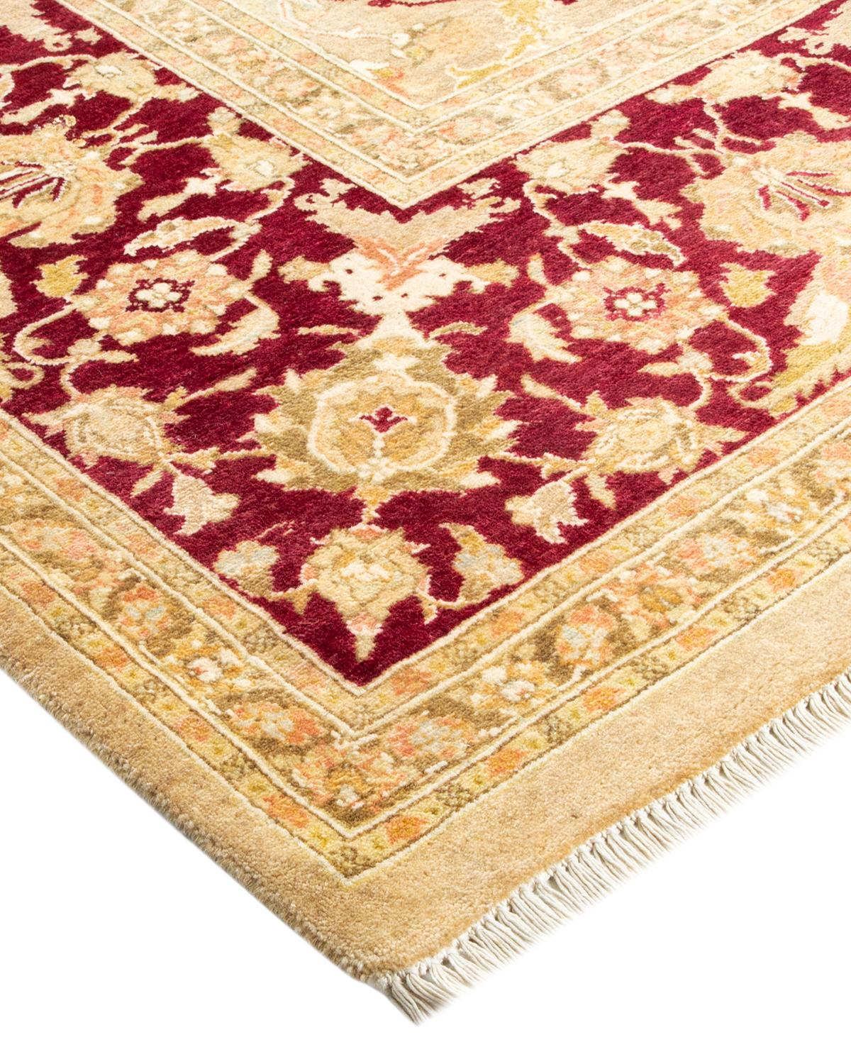 Wool One-of-a-kind Hand Made Traditional Mogul Yellow Area Rug For Sale