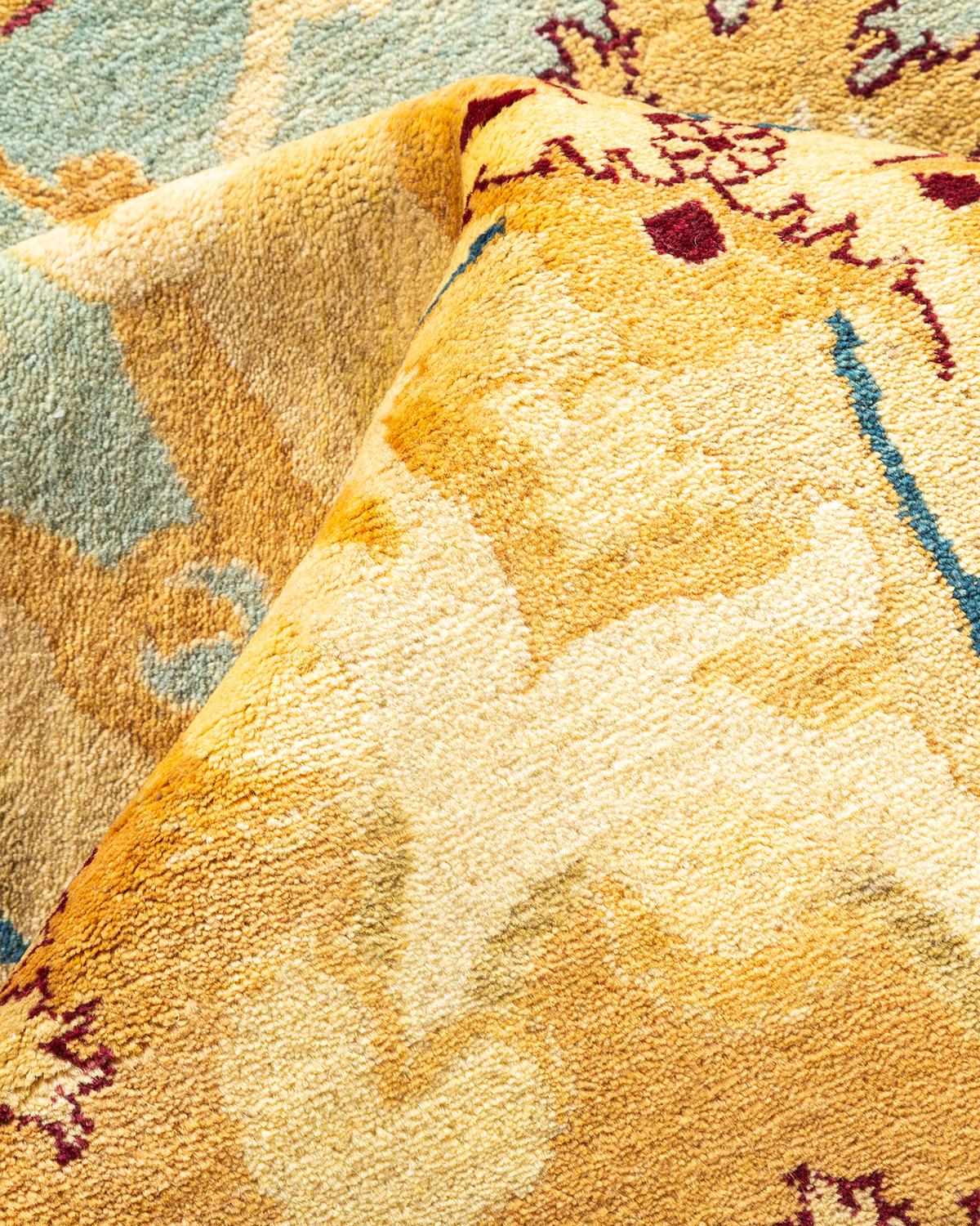 Other One-of-a-kind Hand Made Traditional Mogul Yellow Area Rug For Sale