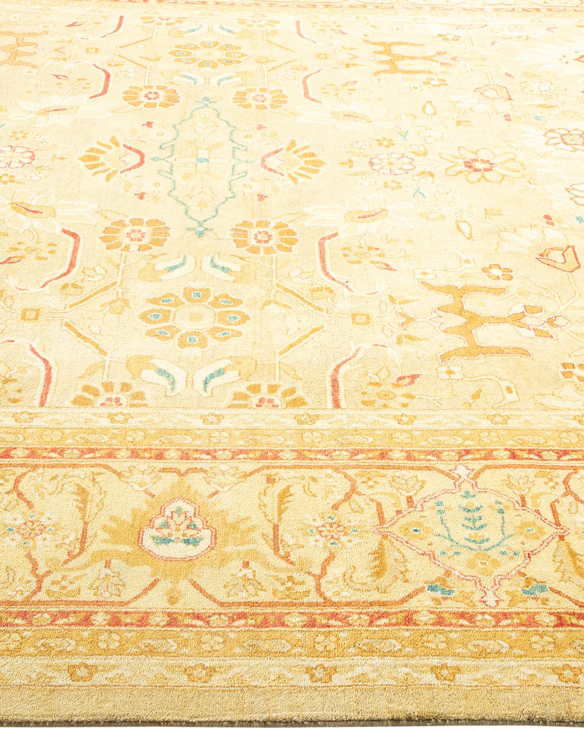 Tapis traditionnel Mogul jaune unique fait à la main, unique en son genre Neuf - En vente à Norwalk, CT