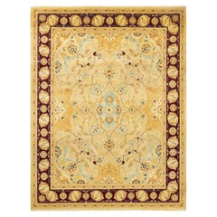 One-of-a-kind Hand Made Traditional Mogul Yellow Area Rug