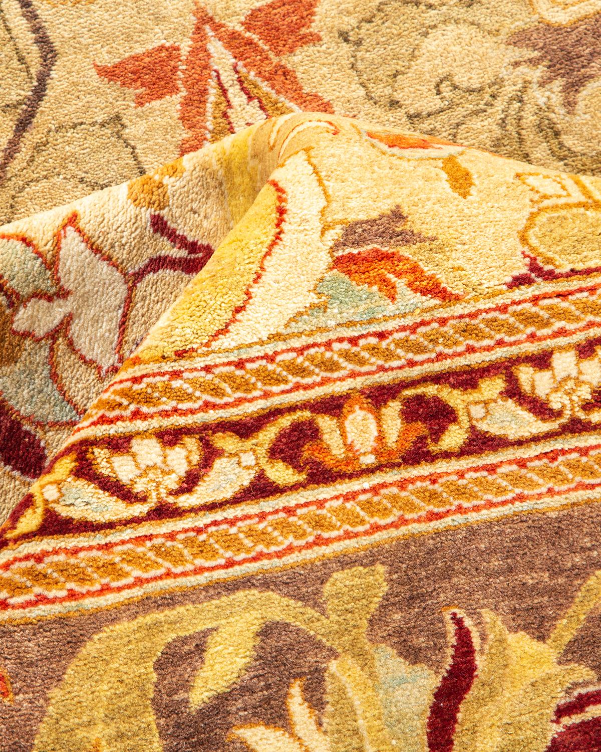 Other One-of-a-kind Hand Made Traditional Mogul Yellow Area Rug For Sale
