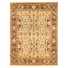 One-of-a-kind Hand Made Traditional Mogul Yellow Area Rug