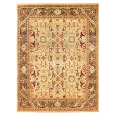 One-of-a-kind Hand Made Traditional Mogul Yellow Area Rug