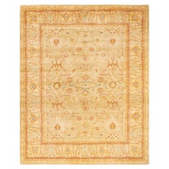 One-of-a-Kind Hand Made Traditional Mogul Yellow Area Rug