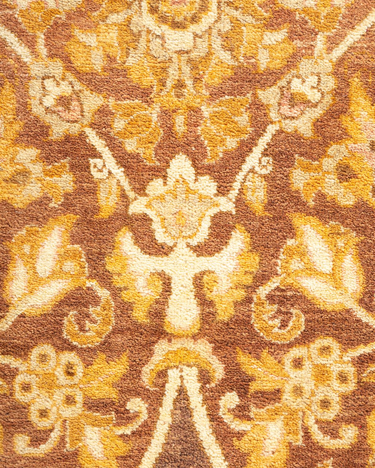 XXIe siècle et contemporain Tapis de sol traditionnel Mogul jaune, unique en son genre, fait à la main en vente