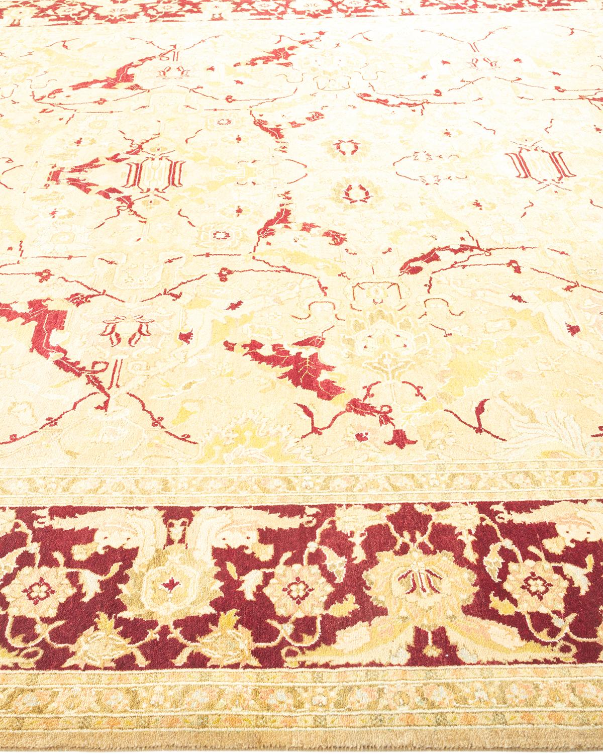 One-Of-A-Kind Hand Made Traditional Mogul Yellow Area Rug In New Condition For Sale In Norwalk, CT