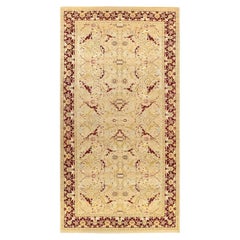 One-Of-A-Kind Hand Made Traditional Mogul Yellow Area Rug