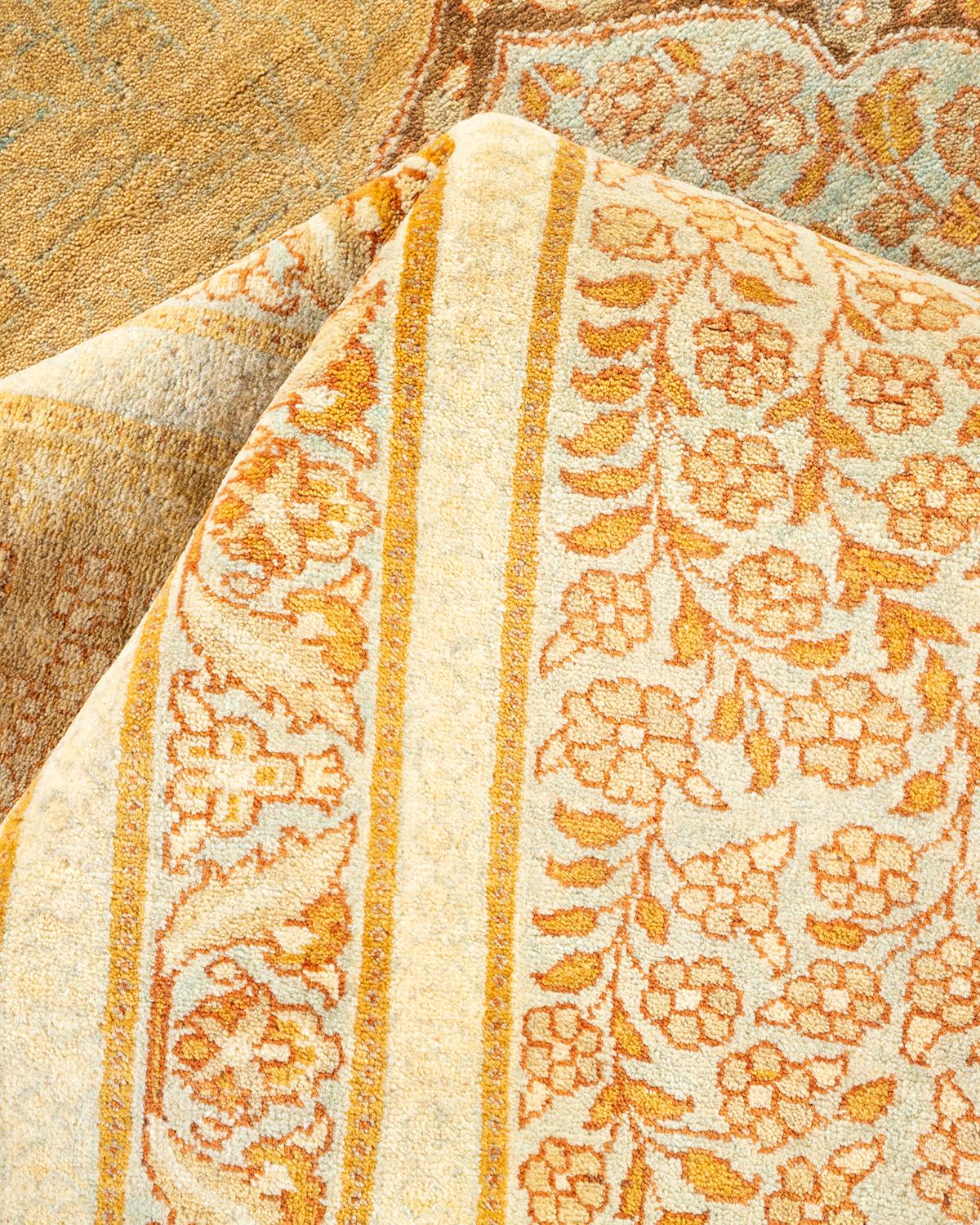 Other One-of-a-kind Hand Made Traditional Mogul Yellow Area Rug For Sale