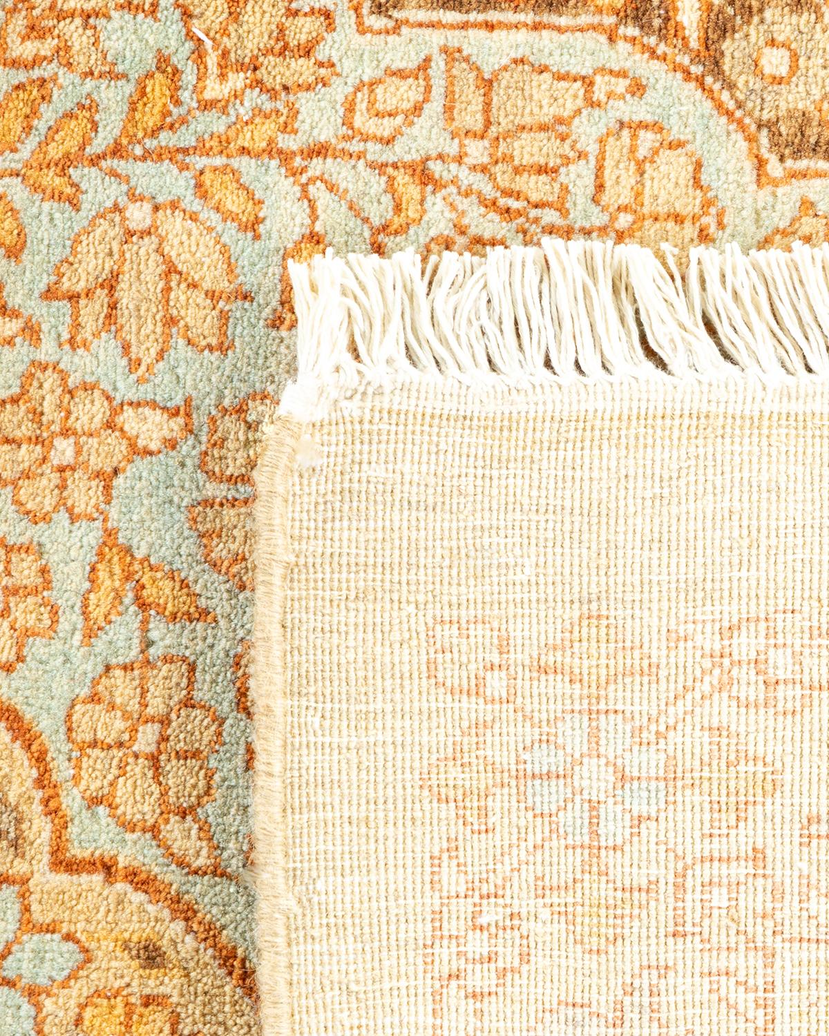 Hand-Knotted One-of-a-kind Hand Made Traditional Mogul Yellow Area Rug For Sale