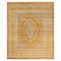 One-of-a-kind Hand Made Traditional Mogul Yellow Area Rug
