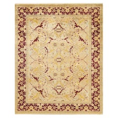 One-Of-A-Kind Hand Made Traditional Mogul Yellow Area Rug