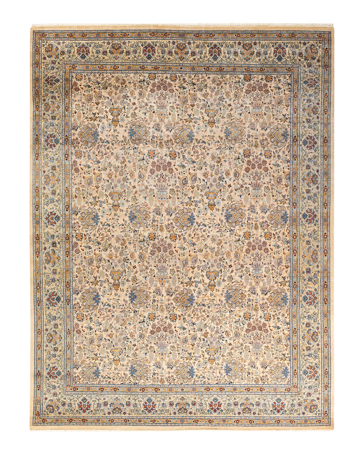 Autre Tapis traditionnel Mogul jaune unique fait à la main, unique en son genre en vente