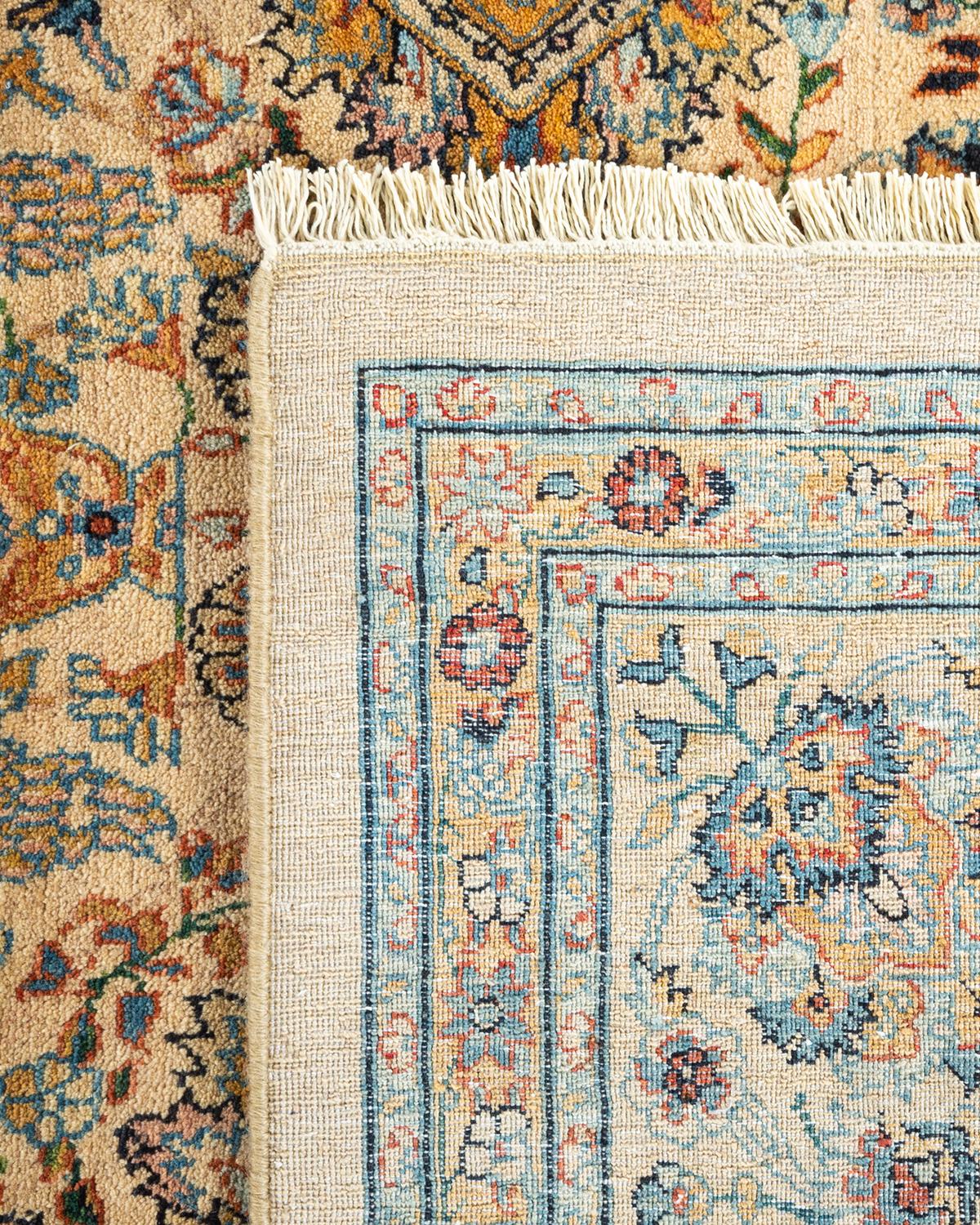 Tapis traditionnel Mogul jaune unique fait à la main, unique en son genre Neuf - En vente à Norwalk, CT