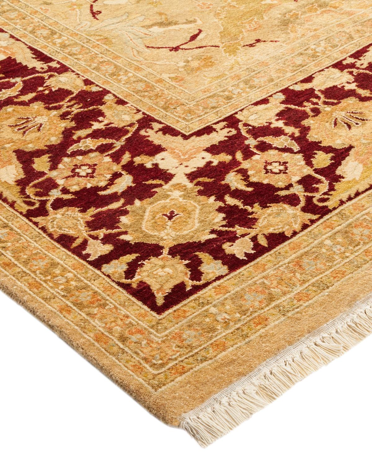 XXIe siècle et contemporain Tapis traditionnel Mogul jaune unique fait à la main, unique en son genre en vente